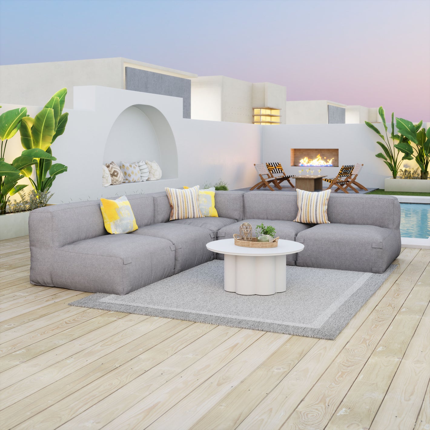 Luanda Grey Ottoman Conversion Set