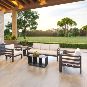 Bal Harbor 4-Piece Outdoor Living Set – White + Charcoal