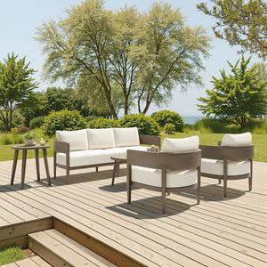Foret 5-Piece Outdoor Living Set - Beige + White